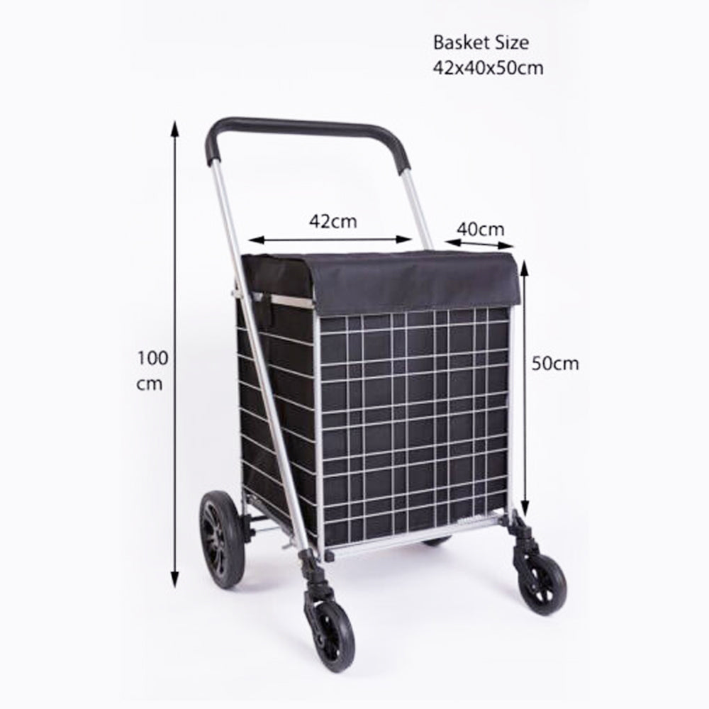 Shopping Trolley With Cover Foldable Big Wheel Heavy Duty 80L