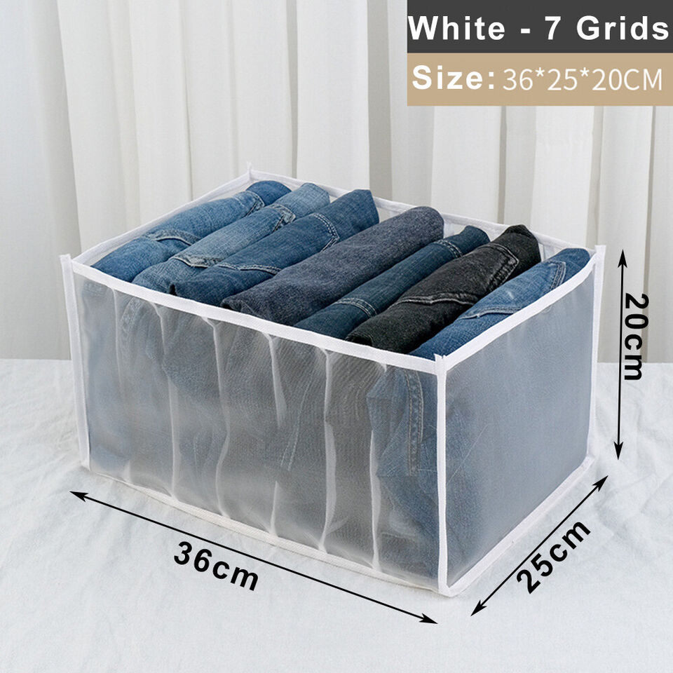 7 Grids Mesh Storage Box Closet Wardrobe Drawer Divider Clothes Organizer Large