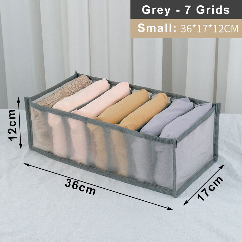 7 Grids Mesh Storage Box Closet Wardrobe Drawer Divider Clothes Organizer Large