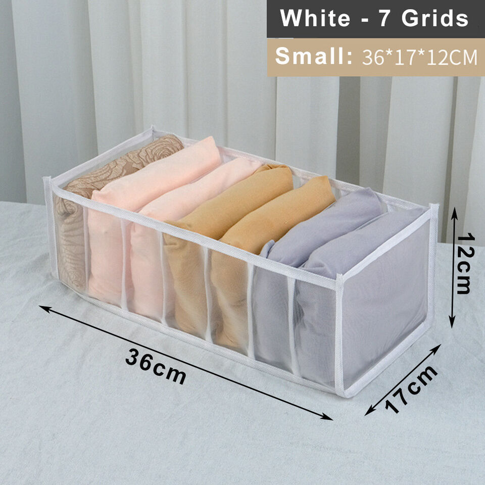 7 Grids Mesh Storage Box Closet Wardrobe Drawer Divider Clothes Organizer Large