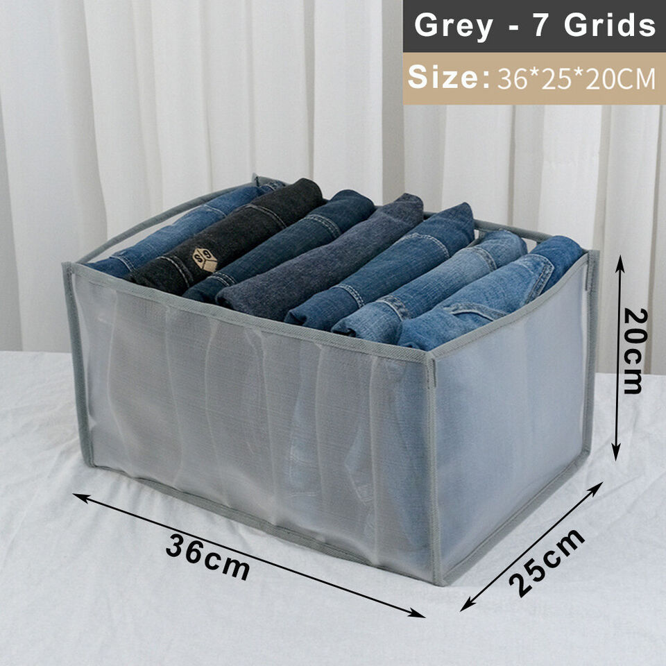 7 Grids Mesh Storage Box Closet Wardrobe Drawer Divider Clothes Organizer Large
