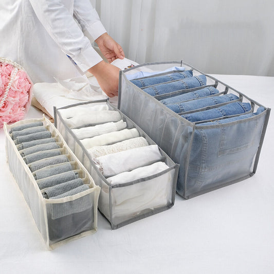 7 Grids Mesh Storage Box Closet Wardrobe Drawer Divider Clothes Organizer Large
