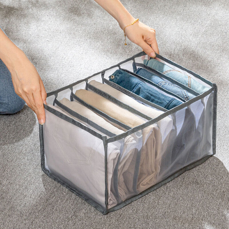 7 Grids Mesh Storage Box Closet Wardrobe Drawer Divider Clothes Organizer Large