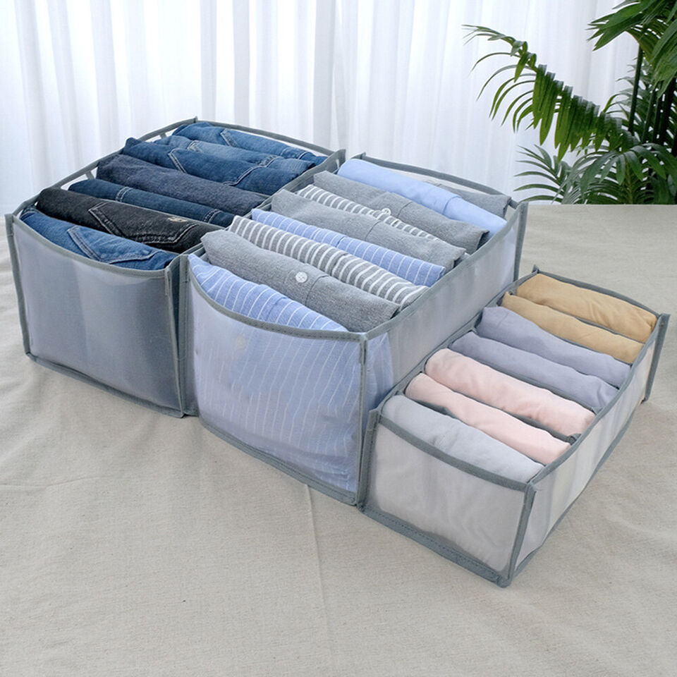 7 Grids Mesh Storage Box Closet Wardrobe Drawer Divider Clothes Organizer Large
